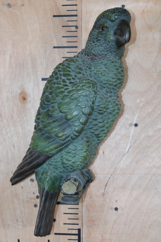 Ceramic Mid-century GREEN PARROT with Glass Eyes - 2