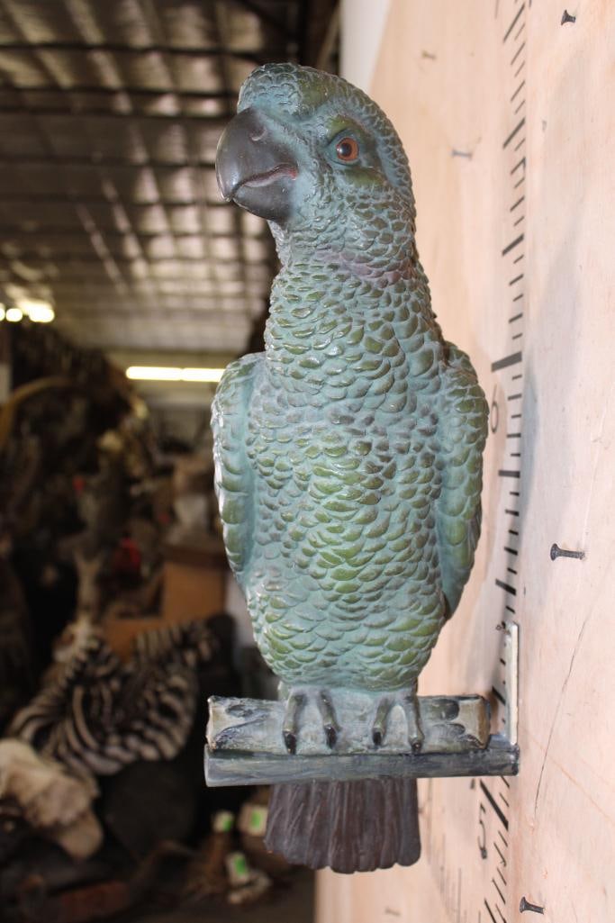 Ceramic Mid-century GREEN PARROT with Glass Eyes - 4