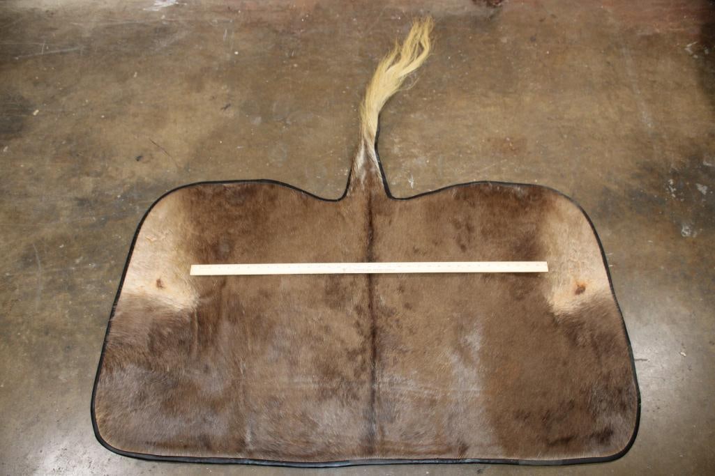 BLACK WILDEBEEST Back Hide Rug with Carpet Backing and Leather Piping - 2