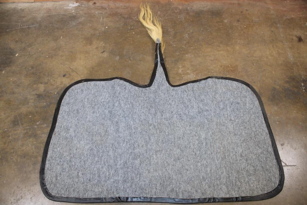 BLACK WILDEBEEST Back Hide Rug with Carpet Backing and Leather Piping - 3