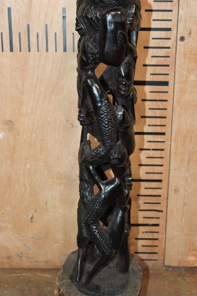 Hand-carved Makonde African "Tree of Life" (Ujamaa) Wood Sculpture from Kenya - 3