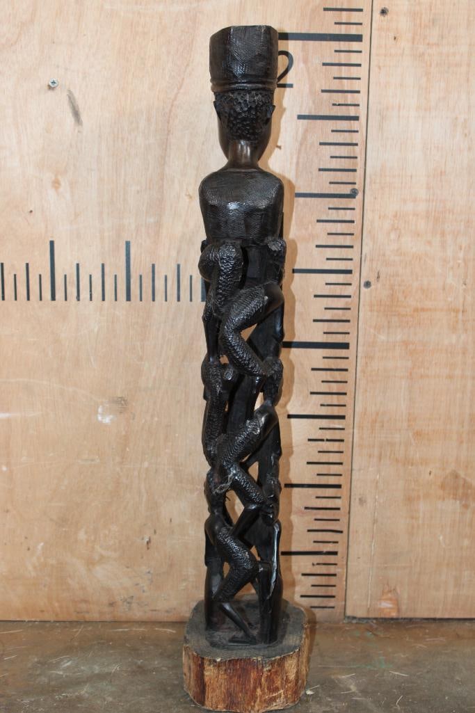 Hand-carved Makonde African "Tree of Life" (Ujamaa) Wood Sculpture from Kenya - 6