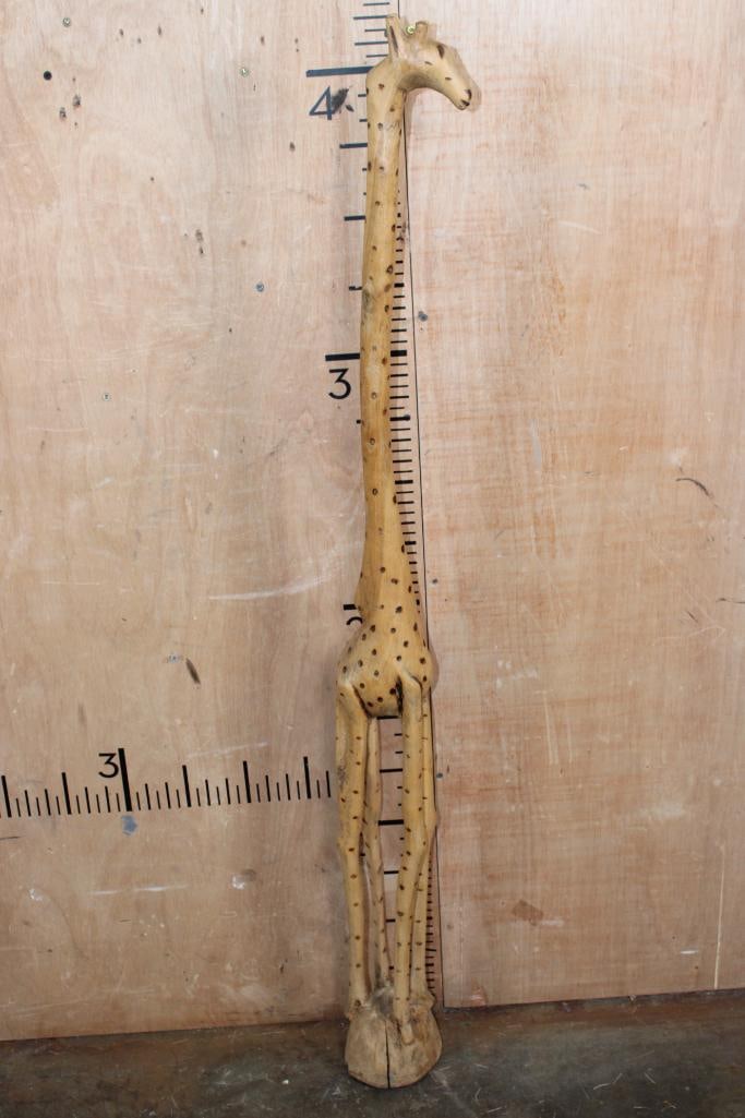 Tall Hand-carved African Wood GIRAFFE Sculpture - 4