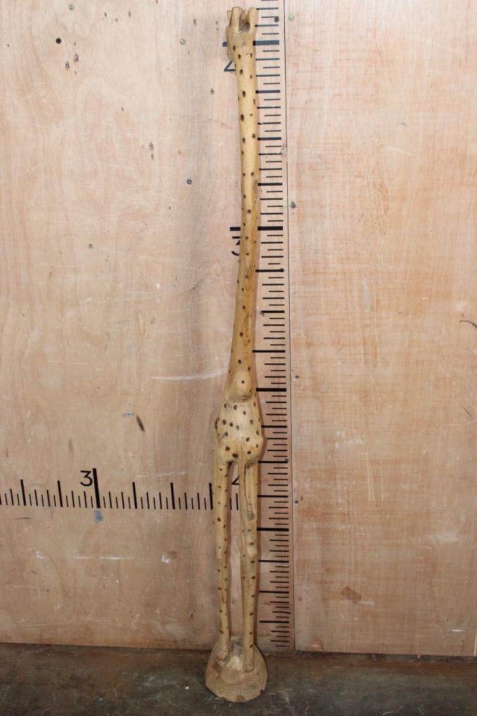 Tall Hand-carved African Wood GIRAFFE Sculpture - 5