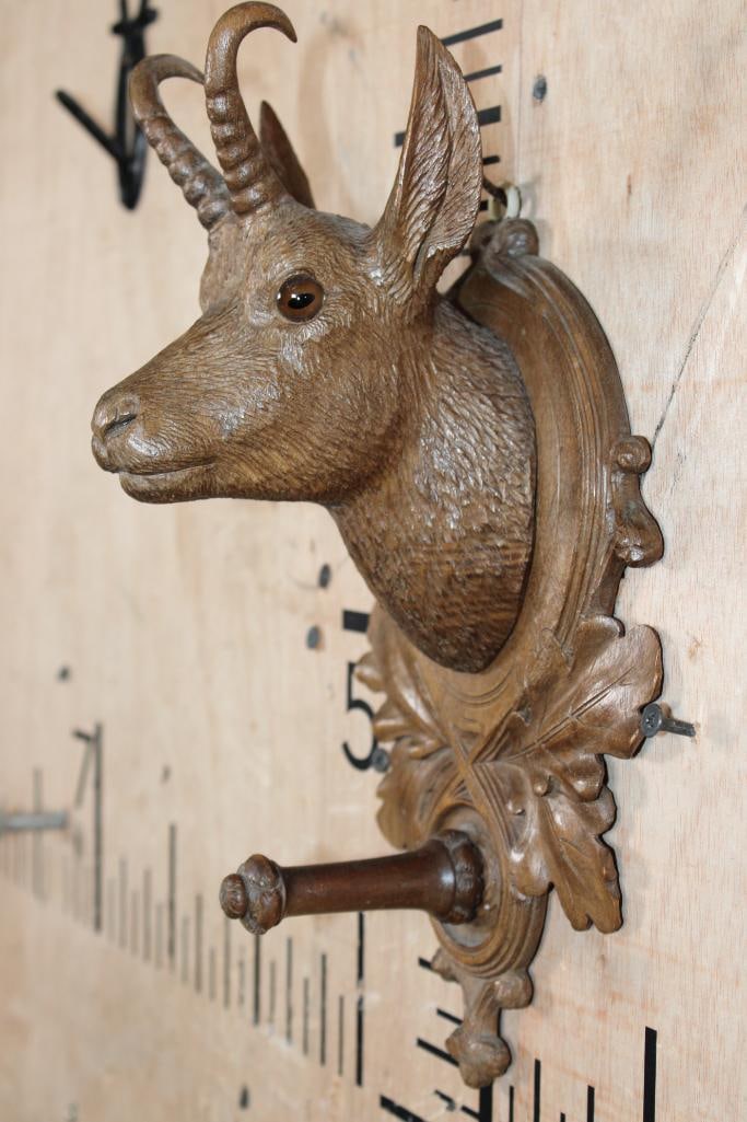 Hand-carved German Black Forest Style CHAMOIS Sculpture with Glass Eyes - 3