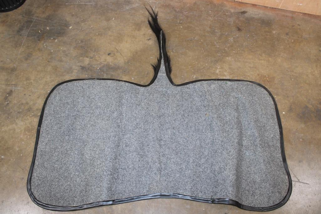 BLUE WILDEBEEST Back Hide Rug with Carpet Backing and Leather Piping - 3