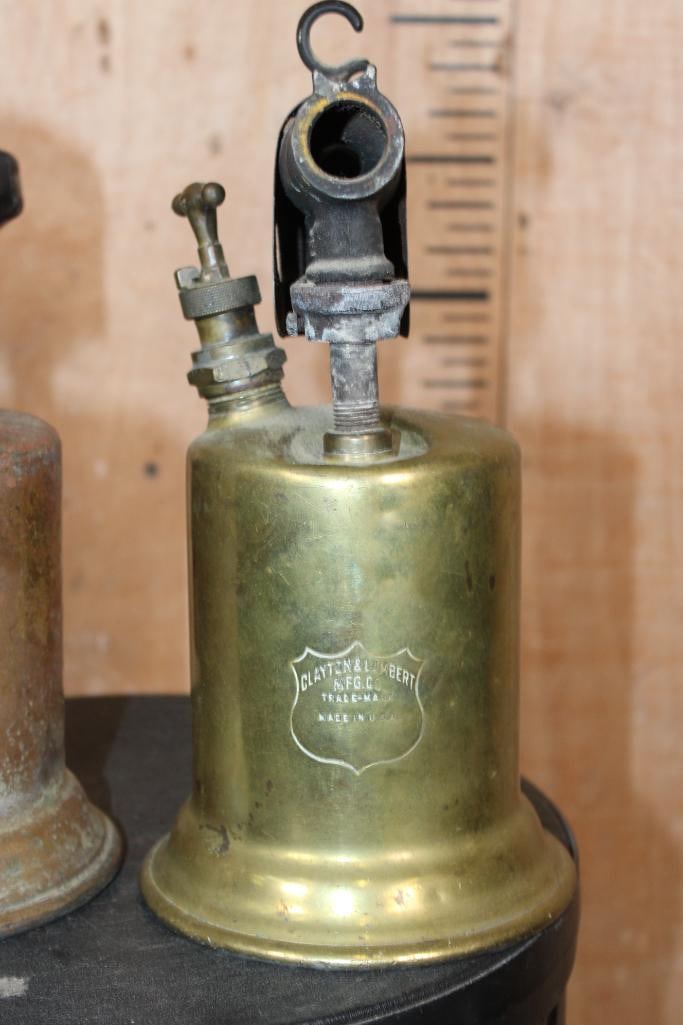 (2) Antique Brass Clayton & Lambert BLOWTORCHES - 2