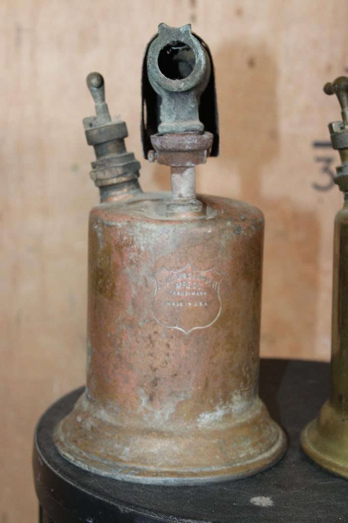 (2) Antique Brass Clayton & Lambert BLOWTORCHES - 3