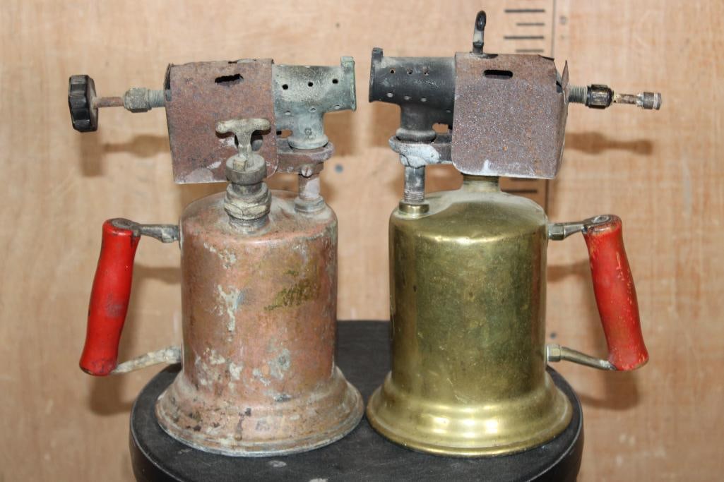 (2) Antique Brass Clayton & Lambert BLOWTORCHES - 4