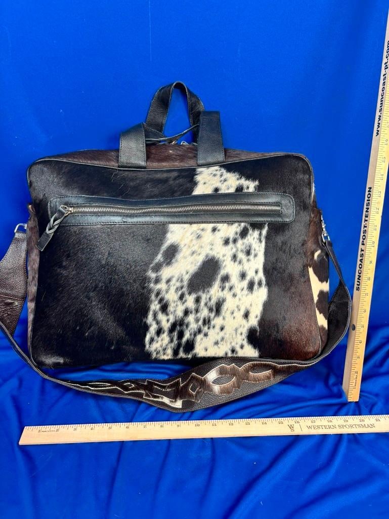 *Brand New* Black and White COWHIDE and Genuine Leather Laptop or Portfolio Bag - 2