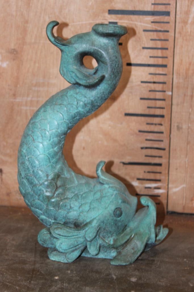 Bronze Mythical DOLPHIN Sculpture with a Green Patina - 2