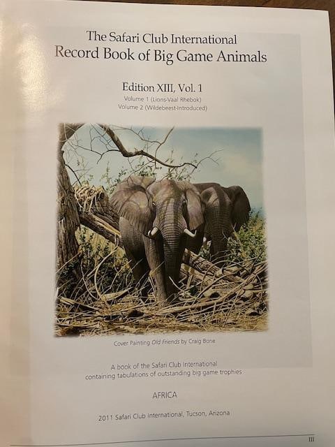 Leather Bound "SCI Record Book of Big Game Animals Edition X111, Volume 1 (Africa Edition)" - 4