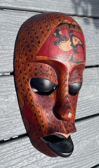 Hand-carved Wood Indonesian TRIBAL MASK - 2