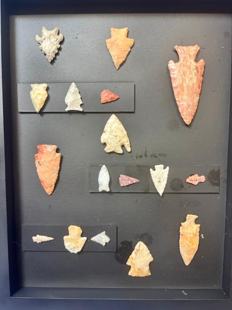 (17) Native American ARROWHEADS in a Display Frame - 2