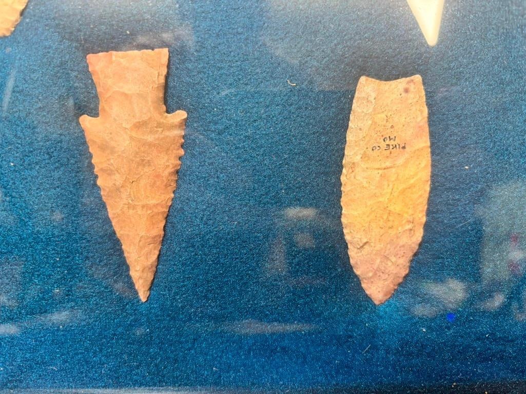 (8) Native American ARROWHEADS in an Octagonal Frame including Incredible Flint Pieces - 2