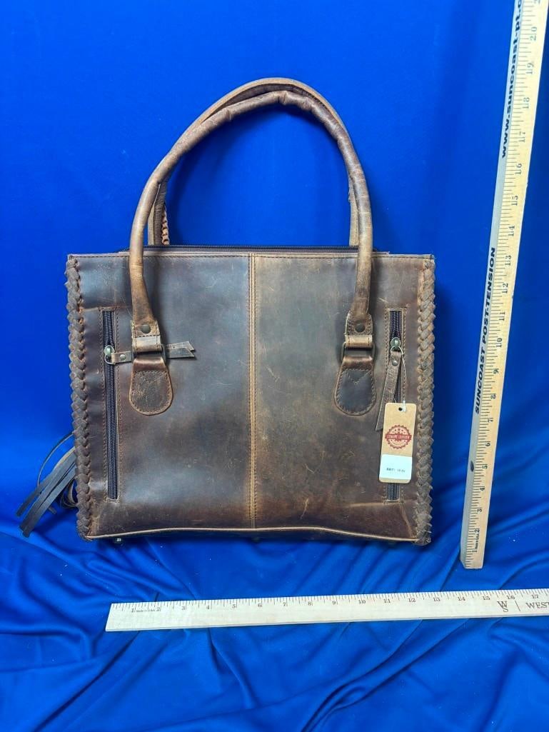 *Brand New* Western Style Cowhide and Tooled Leather PURSE with Fringe - 2