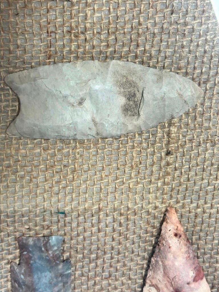 (5) Hand-knapped ARROWHEADS and Spear Points in a Display Frame - 4