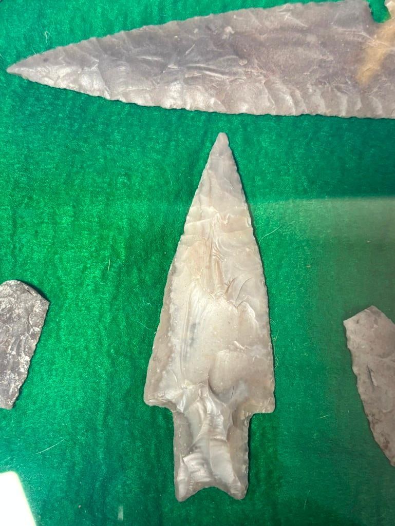 (9) Native American ARROWHEADS or Projectile Points in a Display Frame - 3