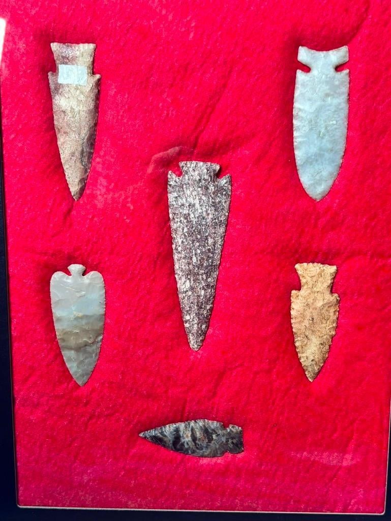 (6) Native American ARROWHEADS in a Display Frame - 4