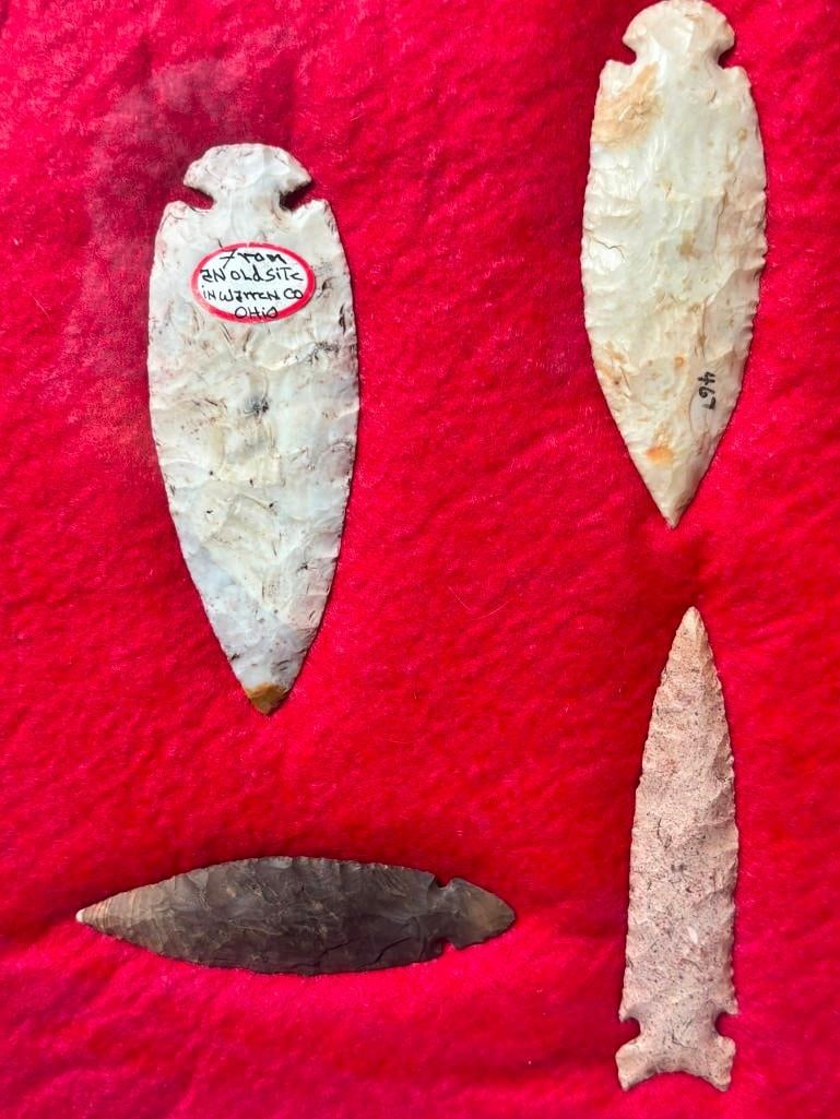 (9) Native American ARROWHEADS or Projectile Points in a Display Case - 4