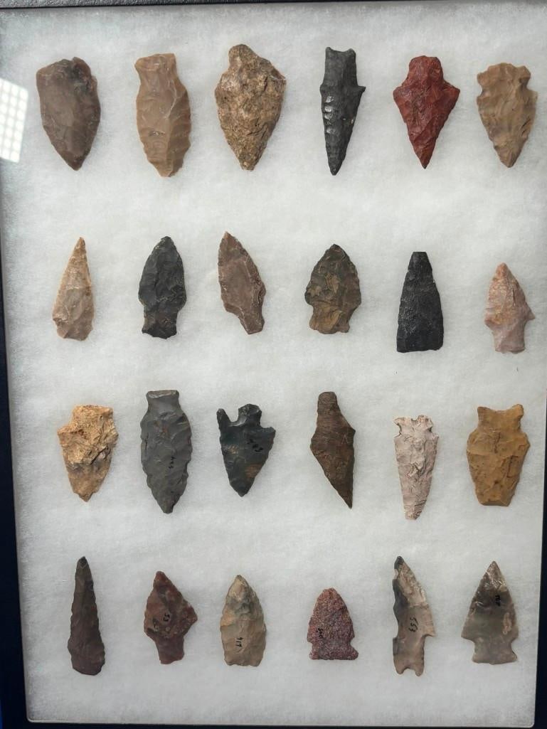 (24) Native American ARROWHEADS in a Display Frame - 2