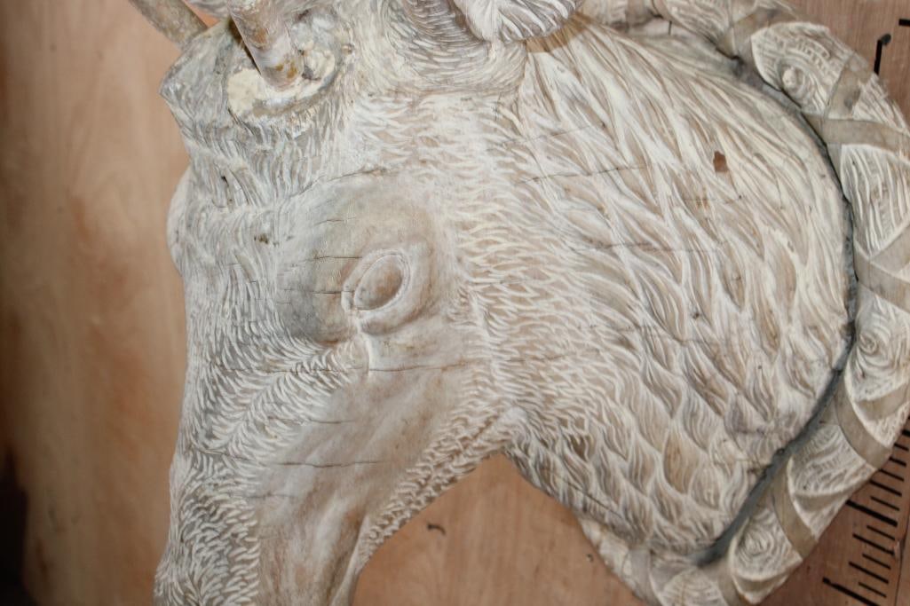 Hand-carved Wooden STAG or ELK Sculpture with Pegs for Horns (No Horns) - 4
