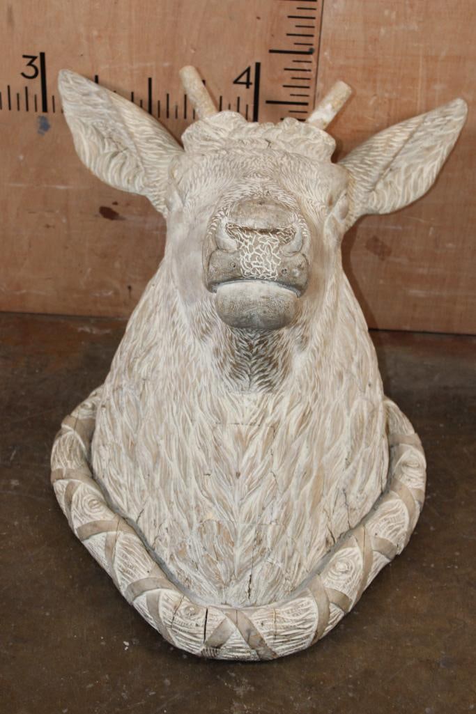 Hand-carved Wooden STAG or ELK Sculpture with Pegs for Horns (No Horns) - 6