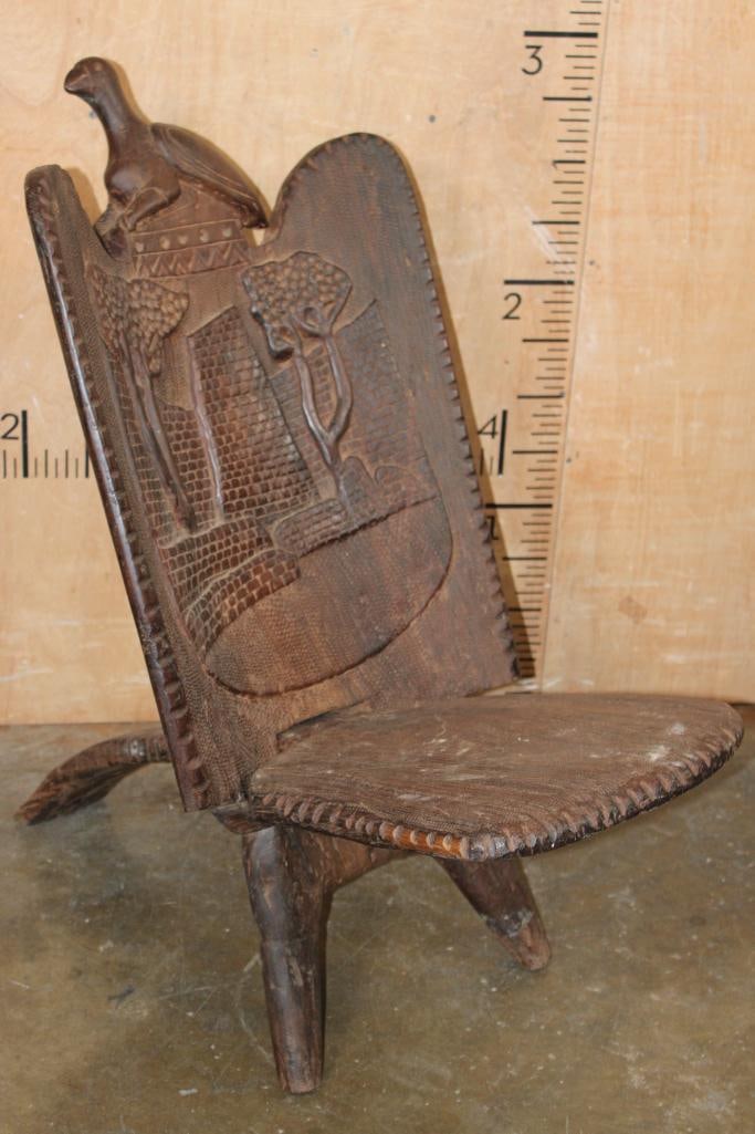 Heavy 2 Piece Carved African Leadwood CHAIR with Carvings (1 of 5)