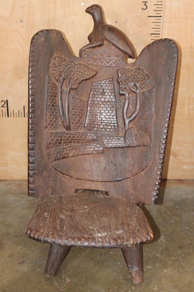 Heavy 2 Piece Carved African Leadwood CHAIR with Carvings - 2