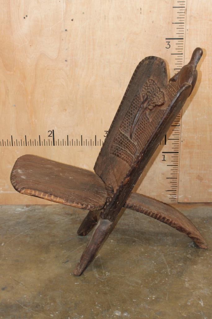 Heavy 2 Piece Carved African Leadwood CHAIR with Carvings - 5