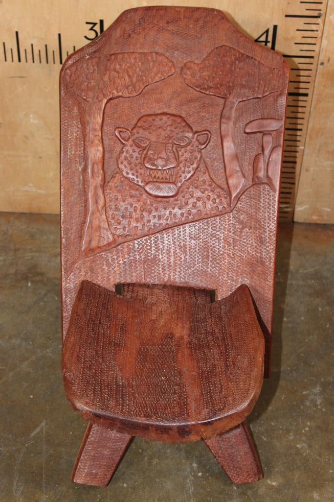 Hand-carved 2-Piece African Wood Children's CHAIR - 2