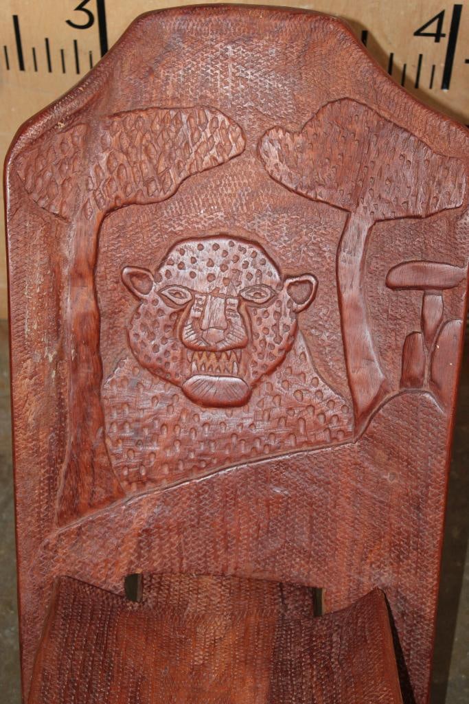 Hand-carved 2-Piece African Wood Children's CHAIR - 3