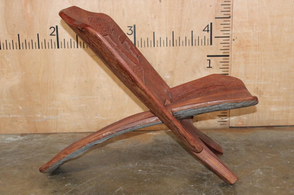 Hand-carved 2-Piece African Wood Children's CHAIR - 4
