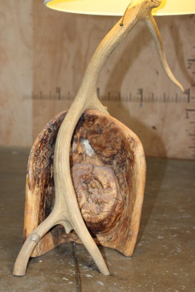 STAG Antler and Wood LAMP with a Shade - 3
