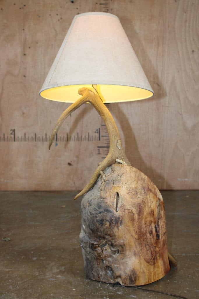 STAG Antler and Wood LAMP with a Shade - 4