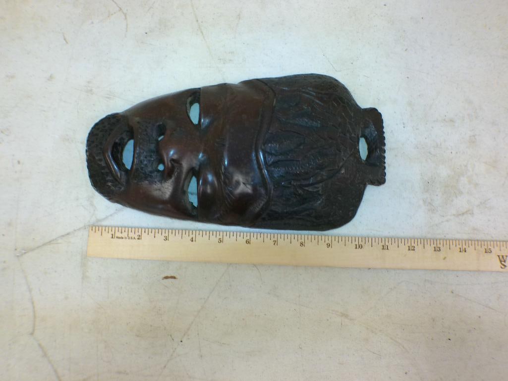 (2) Hand-carved Wood African MASKS - 3