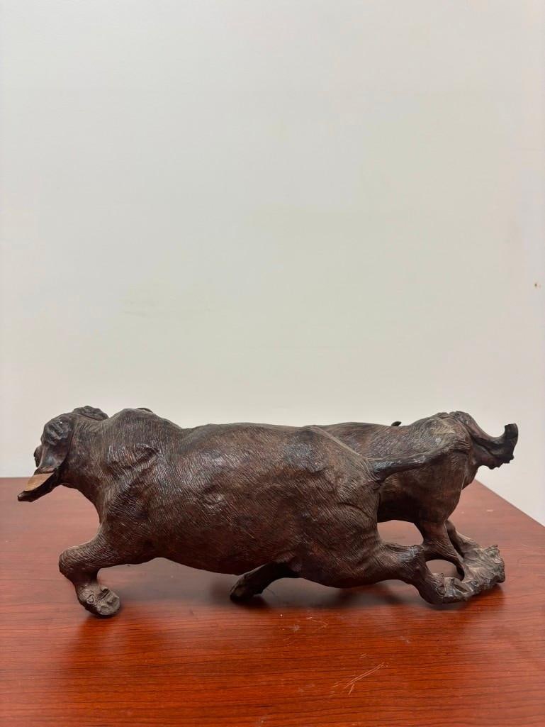 Hand-carved Wood CAPE BUFFALO Sculpture - 3