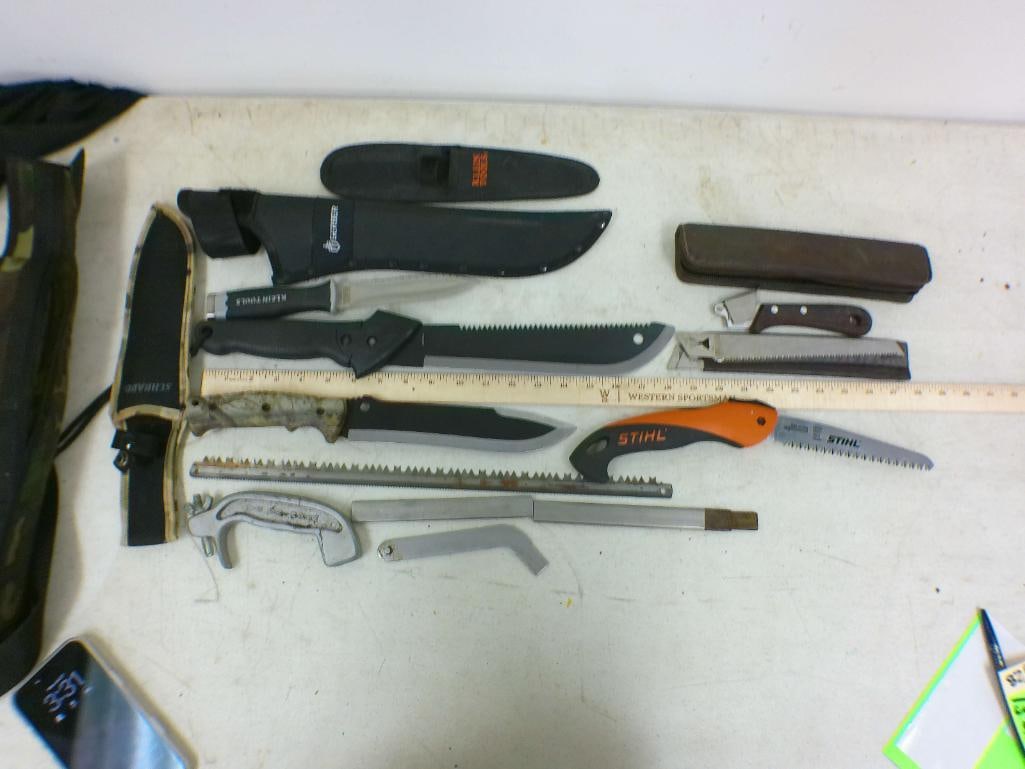 (3) Bone SAWS and (3) Fixed Blade KNIVES: 3 Bone SAWS and 3 Fixed Blade KNIVES. STIHL HandyCut Folding Saw, Gerber Gator Machete Jr. and more! KNIVES BLADES SAWS 