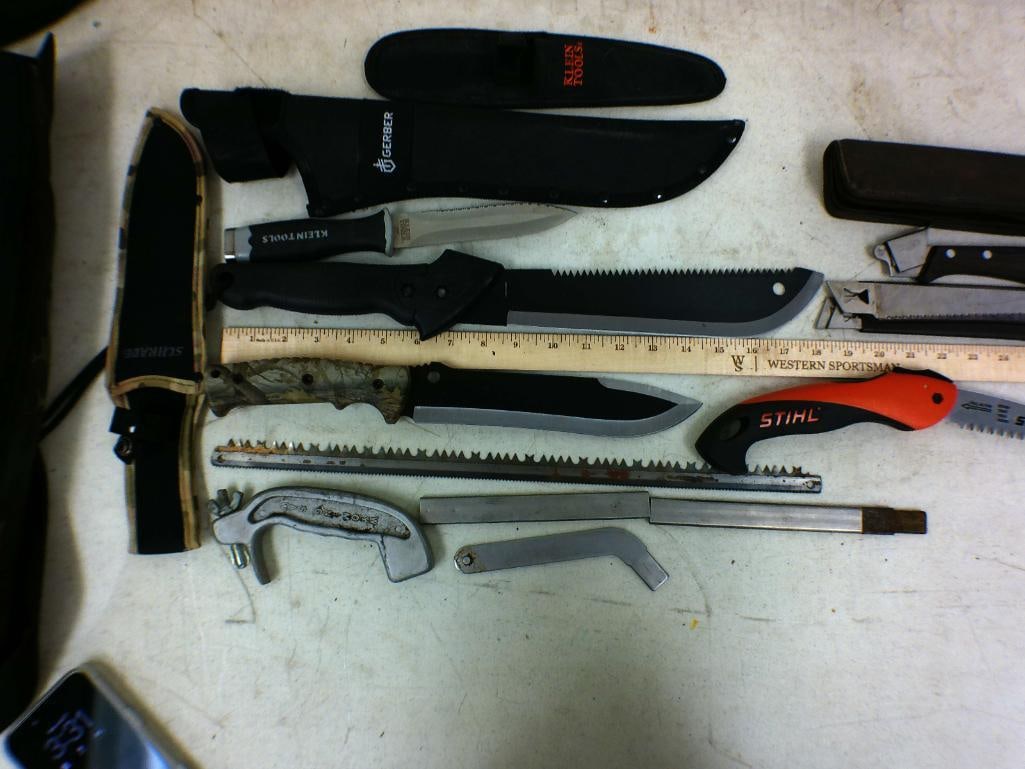 (3) Bone SAWS and (3) Fixed Blade KNIVES - 3
