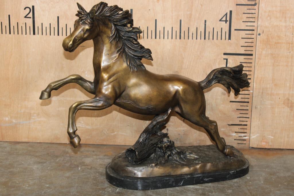 XL "Prancing" HORSE Bronze Sculpture on a Marble Base (1 of 5)