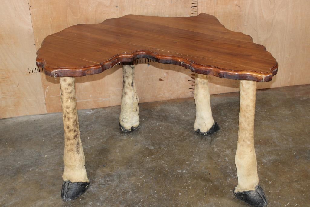GIRAFFE Leg Table with a Polished Hardwood Africa Silhouette Top (1 of 8)