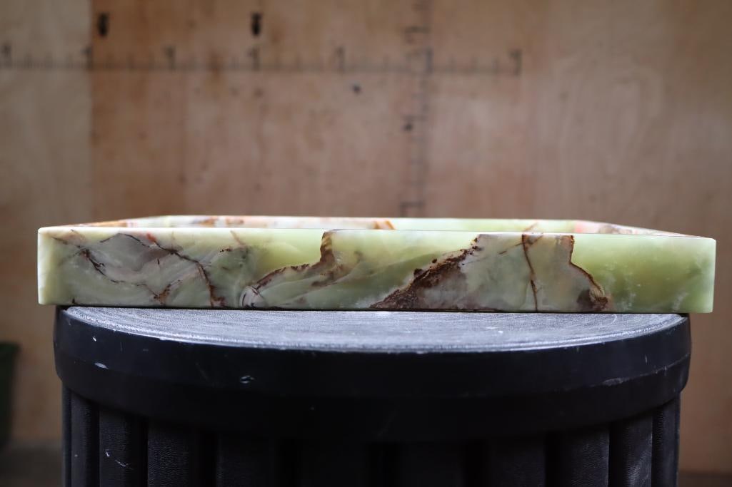 Hand-carved and Polished Green Banded Onyx SERVING TRAY - 3