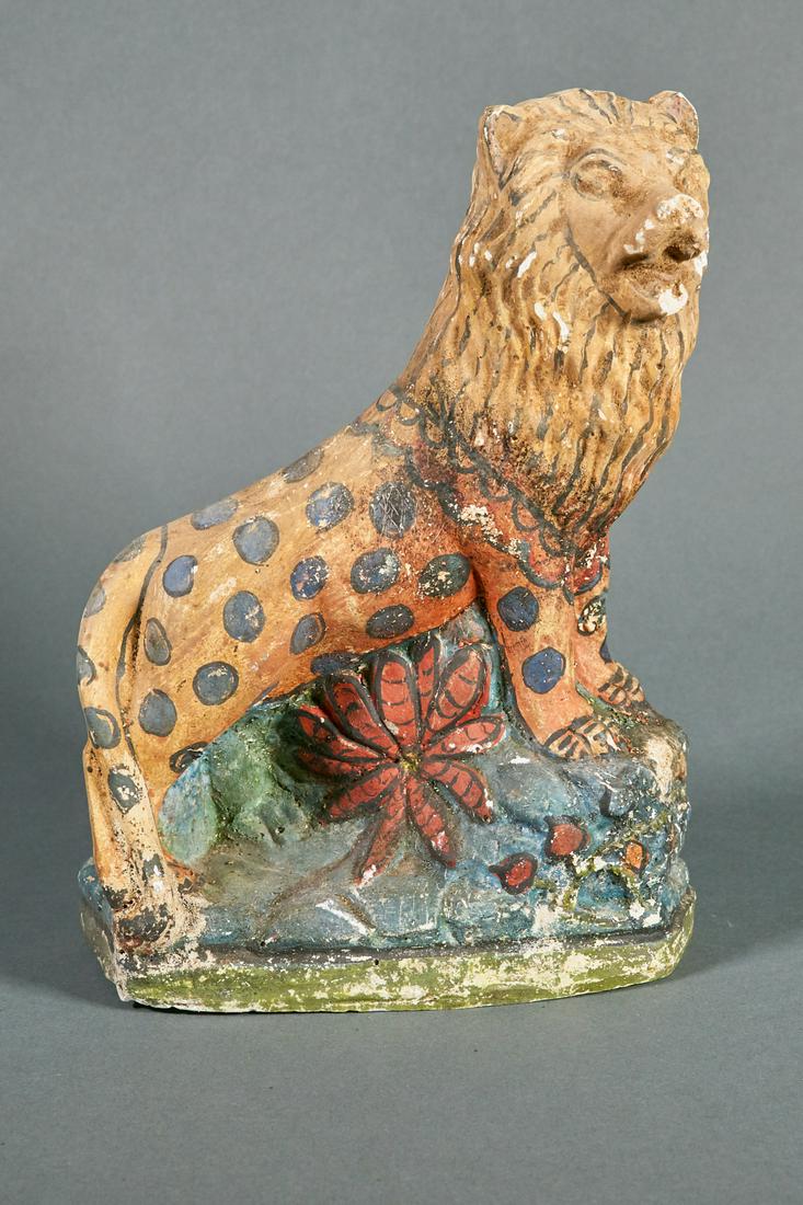 Chalkware Spotted Lion. 19th C. (1 of 1)