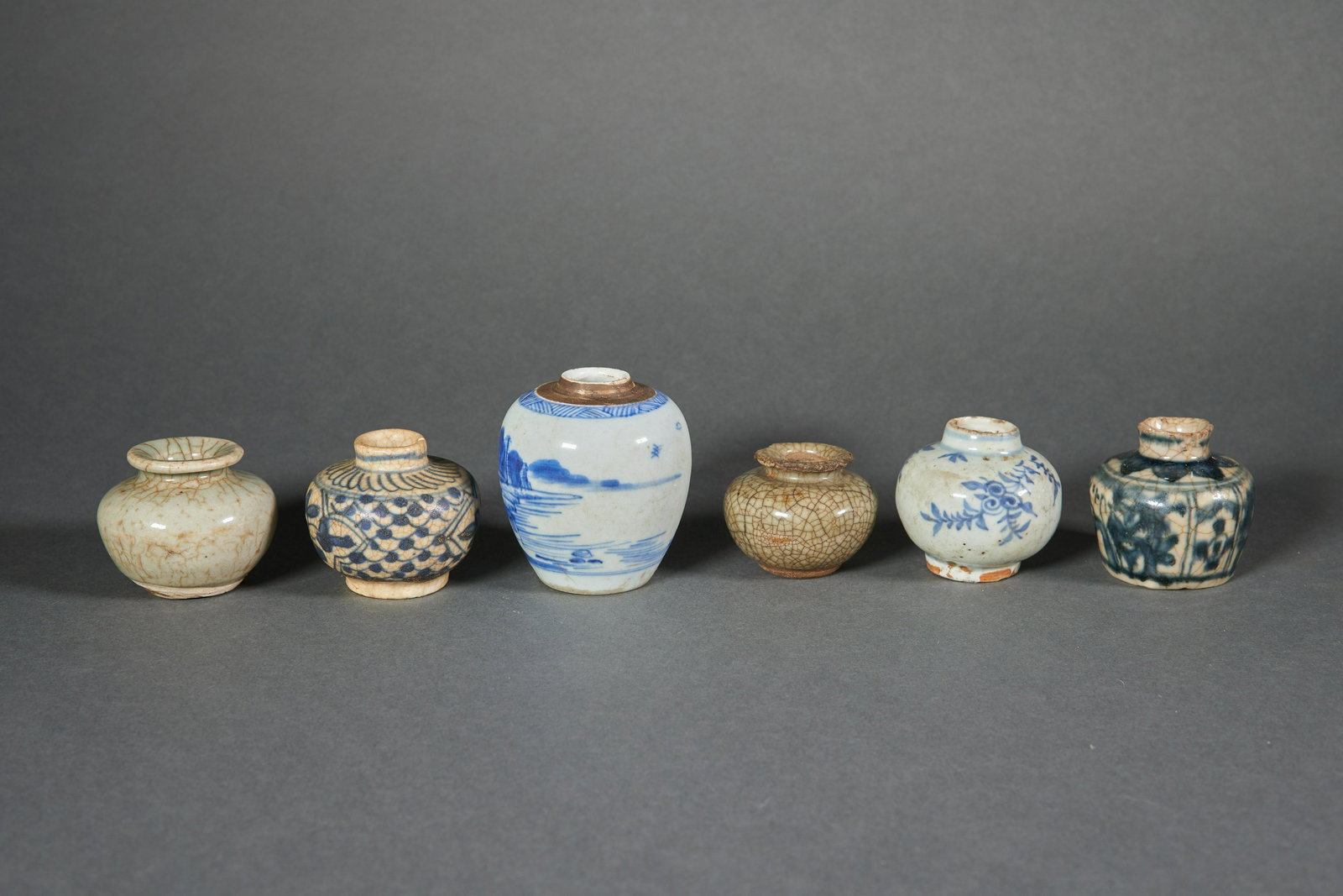7 miniature antique Chinese pots. (1 of 3)