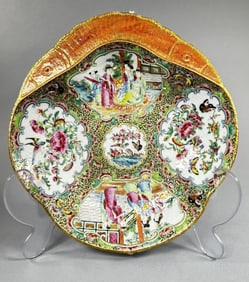 Antique Chinese Rose Medallion Porcelain Shrimp Dish