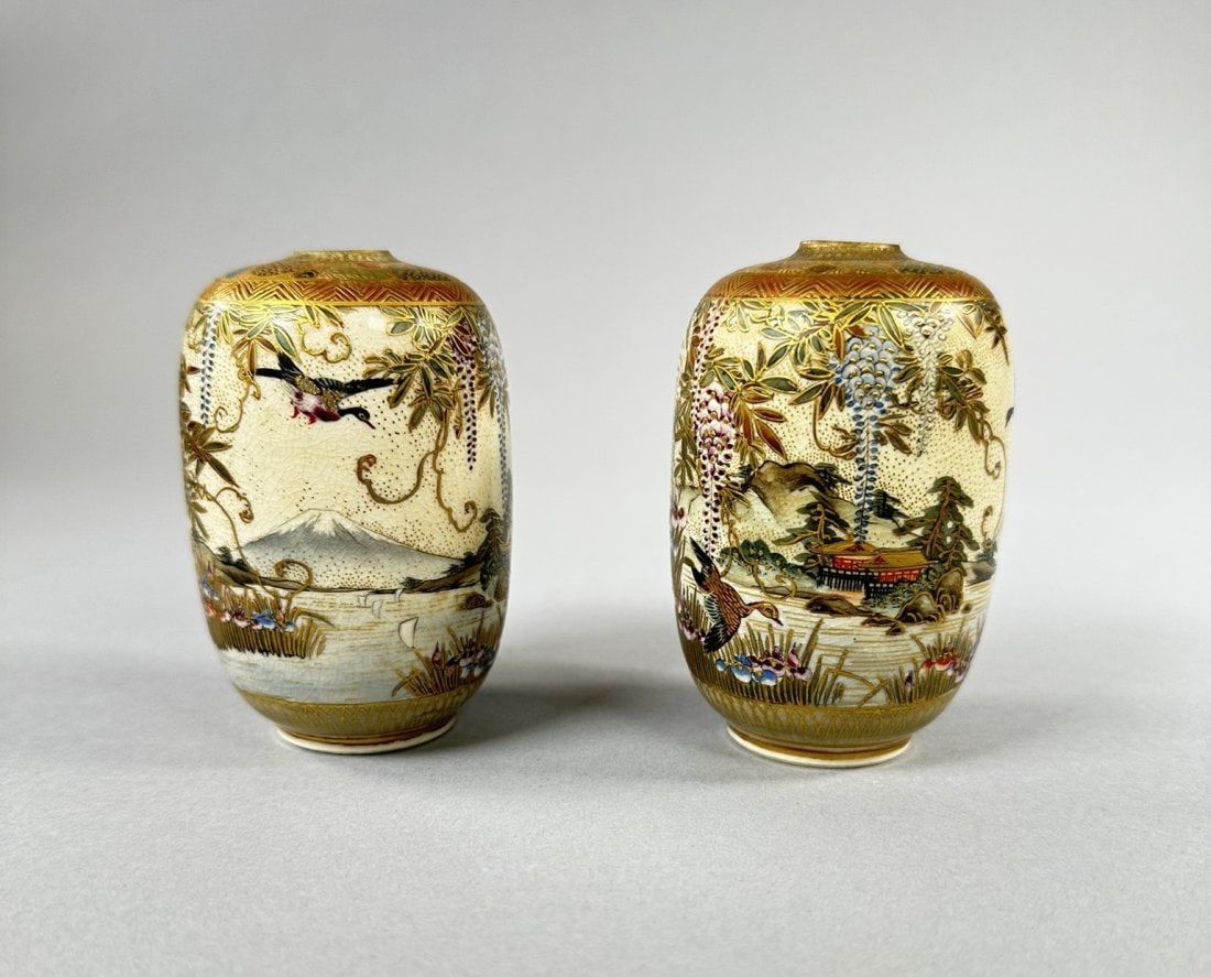 Pair of Mini Meiji Satsuma Jars (1 of 3)