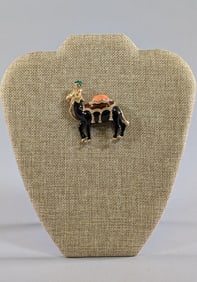 Ciner Vintage Enamel Camel Brooch with Jeweled Saddle