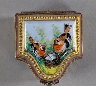 Limoges Vintage Hand-Painted Bird Trinket Box