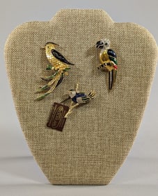 Lot of Jeweled Bird Brooches (3)