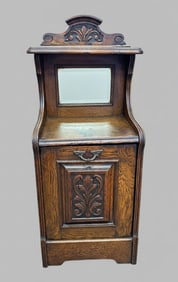 Antique Oak Coal Bin in Stand